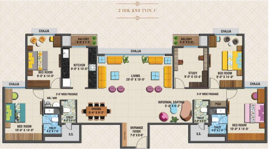 Arihant-Advika-Floor-Plan-2-BHK-Jodi-Type-F
