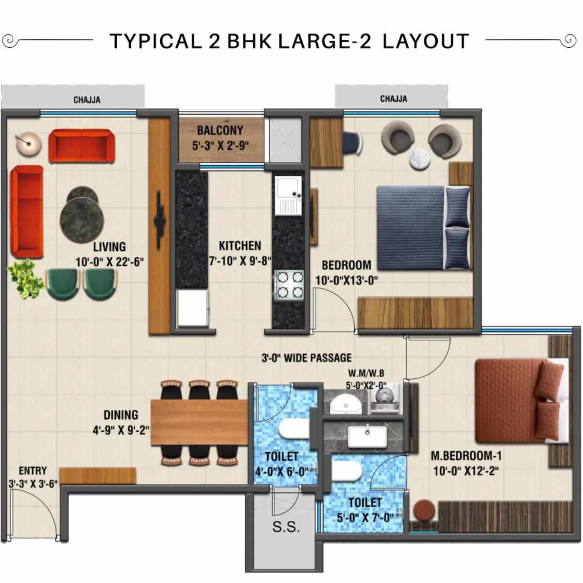 Arihant-Advika-Floor-Plan-2-BHK-Large-2-Layout