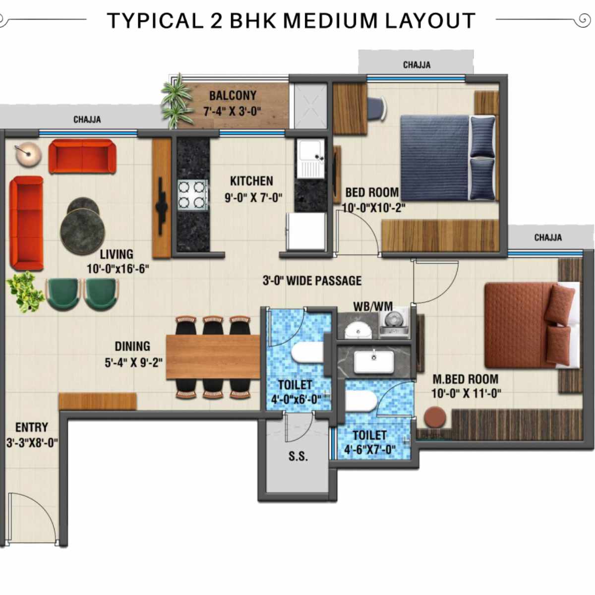 Arihant-Advika-Floor-Plan-2-BHK-Medium-Layout