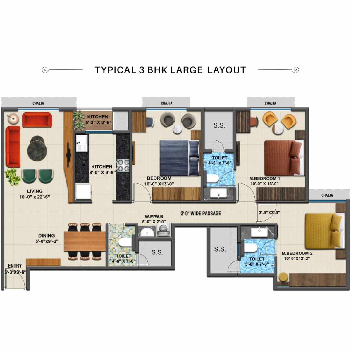 Arihant-Advika-Floor-Plan-3-BHK-Large-Layout