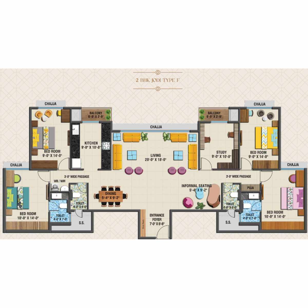 Arihant-Advika-Floor-Plan-2-BHK-Jodi-Type-F